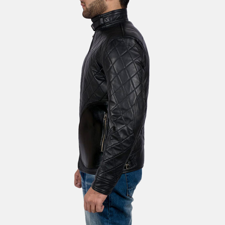 Mens Equilibrium Black Leather Jacket 4-1491385648228